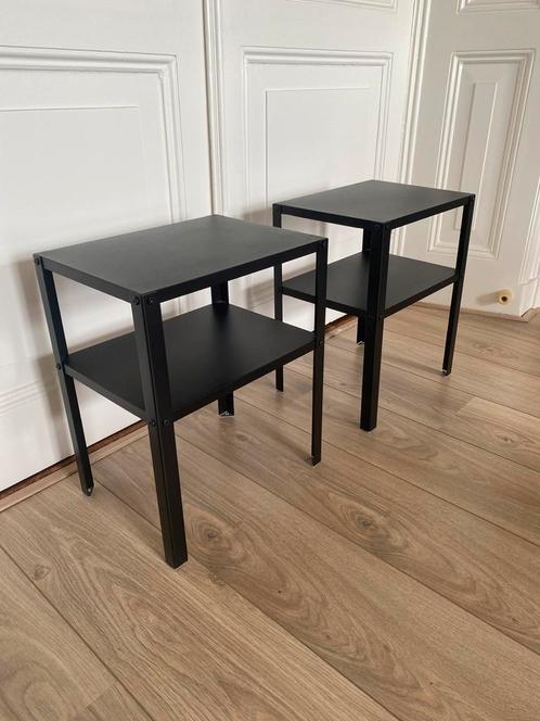 Ikea tafeltjes zwart metaal, Huis en Inrichting, Tafels | Bijzettafels, Gebruikt, Rechthoekig, Minder dan 45 cm, Minder dan 55 cm