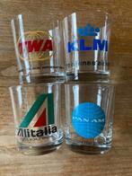 4 Vintage drinkglazen glazen luchtvaartmaatschappijen, Ophalen of Verzenden, Zo goed als nieuw, Overige typen