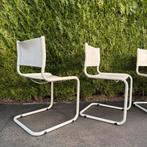 Set (4) witte buisframe stoelen, Ophalen, Zo goed als nieuw