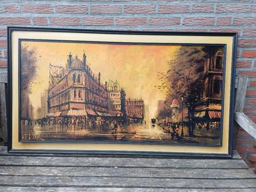 Schilderij afbeelding/zeefdruk(?) van Parijs br137x37cm ZGAN, Antiek en Kunst, Kunst | Schilderijen | Klassiek, Ophalen