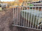 Gegalvaniseerd spijlhekwerk compleet + gegalvaniseerde palen, Ophalen, Met poort, Gebruikt, Spijlenhekwerk