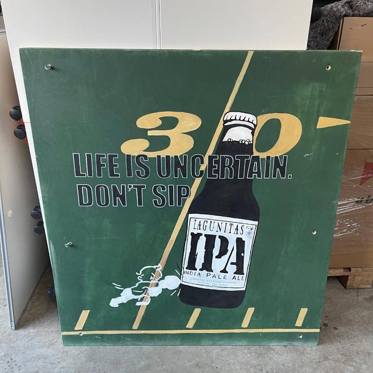 Lagunitas IPA Bier Reclamebord Schilderij 113x124cm, Verzamelen, Biermerken, Zo goed als nieuw, Reclamebord, Plaat of Schild, Overige merken