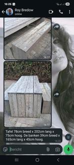Handige tafel met 2 banken van steigerhout, Ophalen of Verzenden, Gebruikt