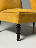2x Fauteuil Frans antiek geel, Ophalen, 75 tot 100 cm, Zo goed als nieuw, Stof