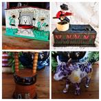 Spaarpot mechanisch - hondenhok blik - hout waterput - koe, Ophalen of Verzenden, Zo goed als nieuw, Steen, Aardewerk of Keramiek