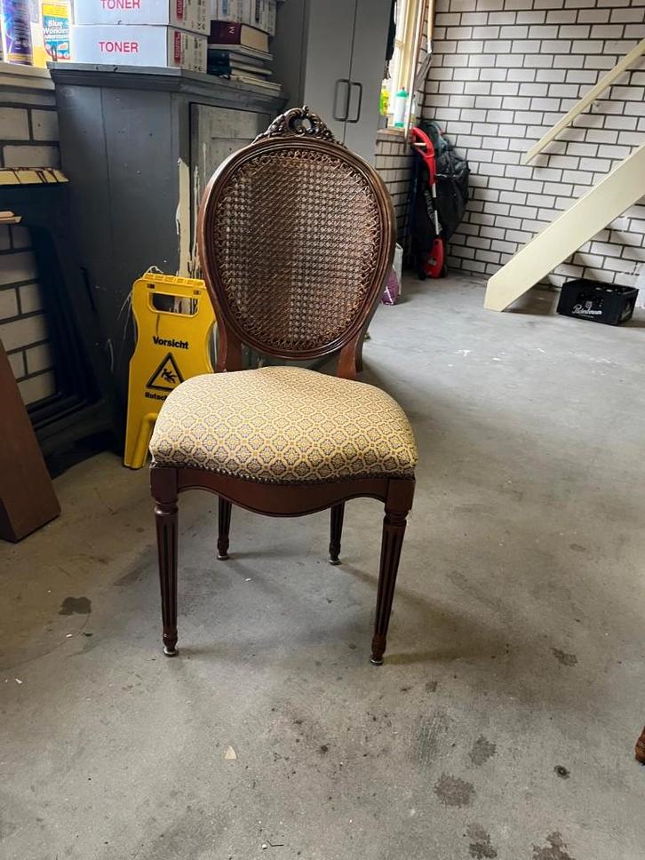 Queen Anne stoelen gestoffeerd, Huis en Inrichting, Stoelen, Zo goed als nieuw, Vijf, Zes of meer stoelen, Hout, Stof, Bruin, Ophalen