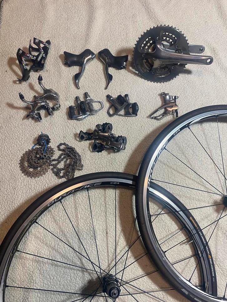 Dura Ace 7800 Triple Groepset + Wielset, Fietsen en Brommers, Fietsonderdelen, Gebruikt, Racefiets, Wiel, Ophalen of Verzenden