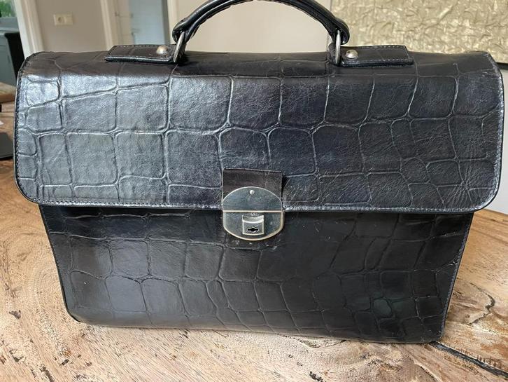 Briefcase aktetas Mulberry Zwart Leer Origineel, Computers en Software, Laptoptassen, Gebruikt, Aktetas, 16 inch, Ophalen of Verzenden
