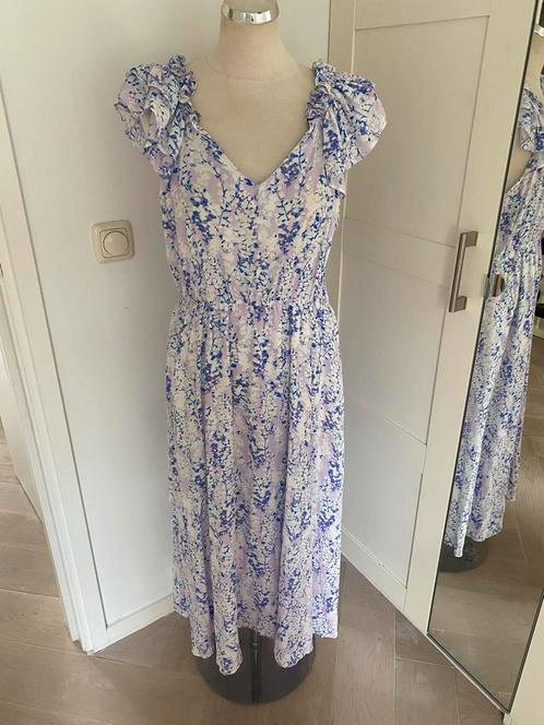 Colourful Rebel Jurk Paars Bloemenprint Maat L, Kleding | Dames, Jurken, Zo goed als nieuw, Maat 36 (S), Paars, Onder de knie