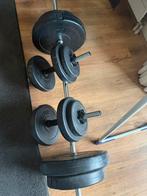 Gewichten + stang, Sport en Fitness, Fitnessmaterialen, Ophalen of Verzenden, Zo goed als nieuw