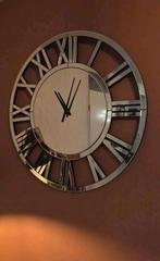 Zilveren wandklok 80cm, Huis en Inrichting, Woonaccessoires | Klokken, Ophalen, Zo goed als nieuw, Wandklok