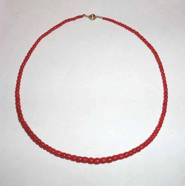 Ketting Bloedkoraal bakslotje goud 14 karaat, Sieraden, Tassen en Uiterlijk, Antieke sieraden, Ophalen of Verzenden, Goud, Ketting