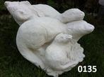 Familie otters., Ophalen, Nieuw, Beton, Dierenbeeld