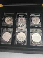 Rwanda lunar ounce zilveren munten 7 stuks in box, Postzegels en Munten, Edelmetalen en Baren, Ophalen of Verzenden