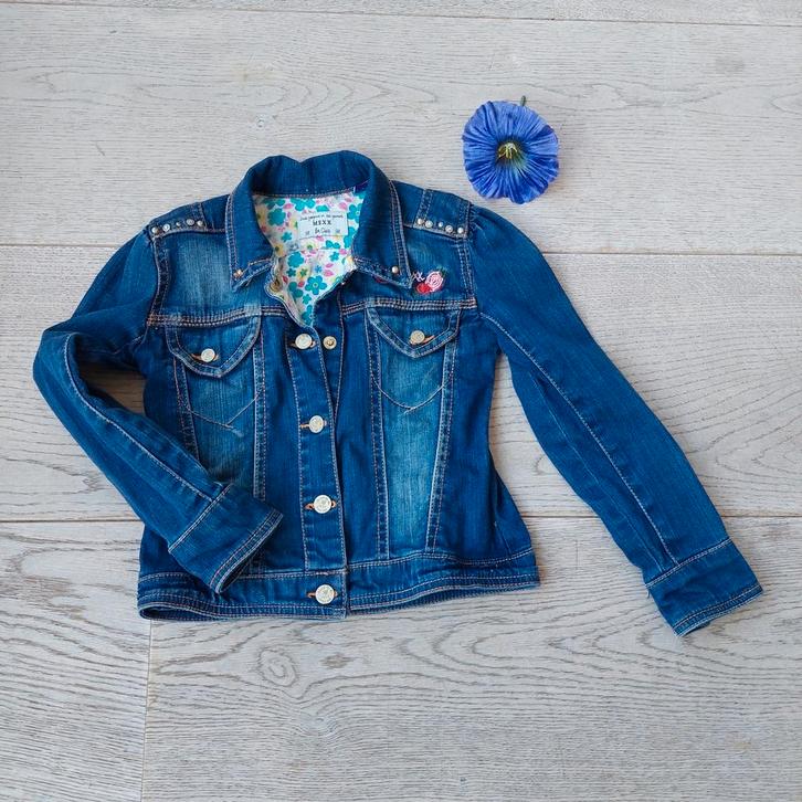 Superleuk spijkerjasje van Mexx mét drukknopen maat 110-116, Kinderen en Baby's, Kinderkleding | Maat 110, Gebruikt, Meisje, Jas
