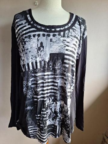 Nieuwe zwarte stretch top print van Brandtex, maat 2XL beschikbaar voor biedingen