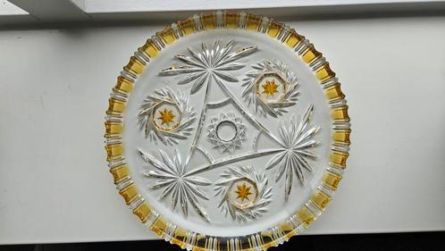 Walther Glas Taartschaal met geel glas, Antiek en Kunst, Antiek | Schalen, Ophalen of Verzenden