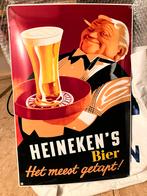 Heineken Bier Emaille Reclamebord - E. Doeve 1990, Ophalen, Gebruikt, Reclamebord