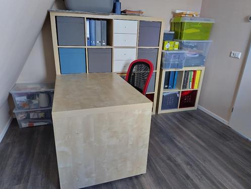 Ikea bureau met kast Kallax groot, kast klein en bureaustoel, Huis en Inrichting, Bureaus, Zo goed als nieuw, Bureau, Ophalen