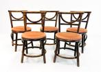 5x vintage Manou stoel velours zitting, jaren ‘60, Huis en Inrichting, Stoelen, Vijf, Zes of meer stoelen, Gebruikt, Vintage retro buisframe design papercord rotan