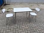Retro Formica Tafel met 2 Stoelen - Jaren 60/70, Kunststof, Gebruikt, 50 tot 100 cm, Ophalen of Verzenden