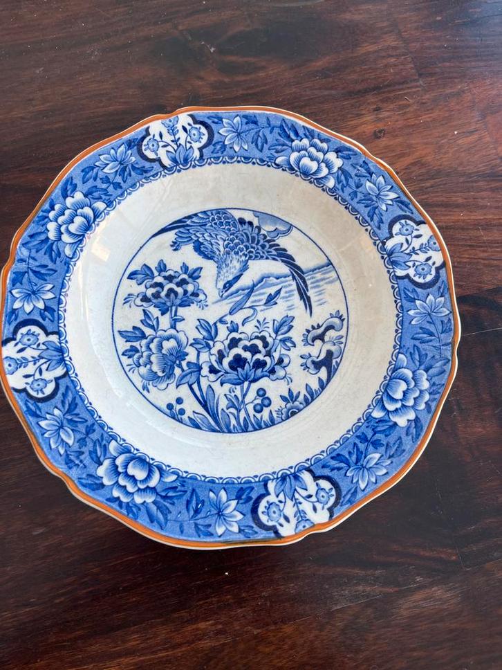 Antiek H&G Ltd Diep Bord Aquilla Blauw Wit Vogel Decor, Antiek en Kunst, Antiek | Servies los, Ophalen of Verzenden