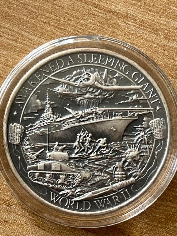 1oz Zilveren Munt The Patriot WW2 2019, Postzegels en Munten, Munten | Amerika, Losse munt, Zilver, Ophalen of Verzenden