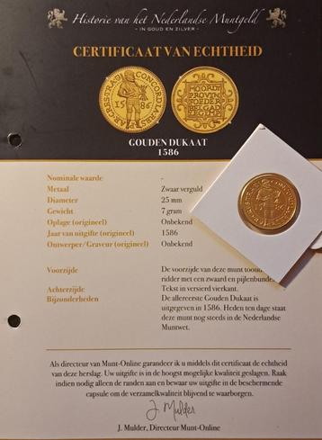 Gouden dukaat 1586 herslag zwaar verguld beschikbaar voor biedingen