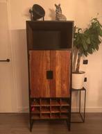 Mangohouten wandkast industrieel, Huis en Inrichting, Kasten | Wandmeubels, Ophalen, Zo goed als nieuw, Minder dan 150 cm, Metaal