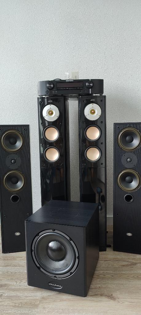 Speakerset met versterker  BNS, Jamo, Wharfdale, Marantz, Audio, Tv en Foto, Luidsprekers, Gebruikt, 120 watt of meer, Jamo, Ophalen