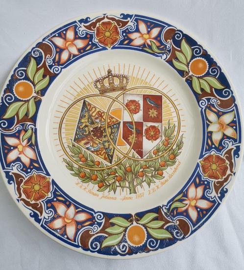Vintage Koninklijk bord Jamin Huwelijk Juliana Bernhard 1937, Verzamelen, Koninklijk Huis en Royalty, Zo goed als nieuw, Servies