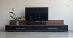 Moderne Notenhouten TV-meubel, Ophalen, 100 tot 150 cm, Zo goed als nieuw, Minder dan 100 cm