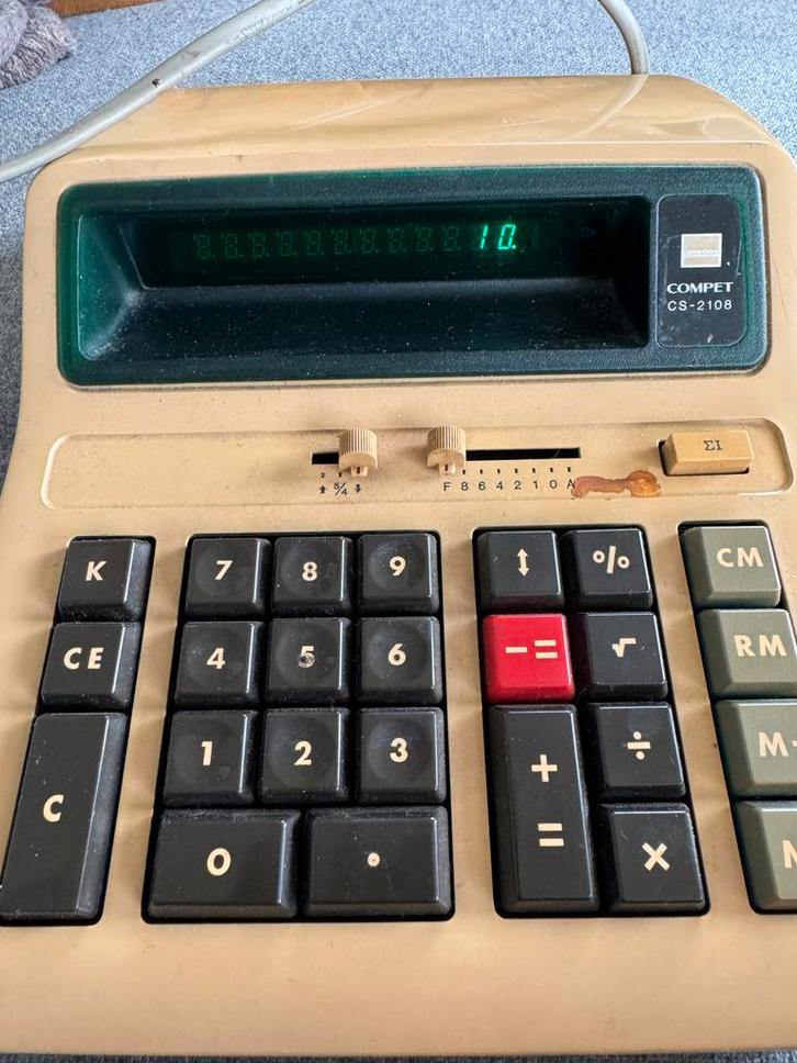 Vintage Compet CS-2108 Rekenmachine, Diversen, Rekenmachines, Gebruikt, Ophalen of Verzenden