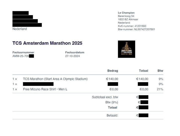 2025 TCS Amsterdam Marathon, Tickets en Kaartjes, Evenementen en Festivals, Eén persoon