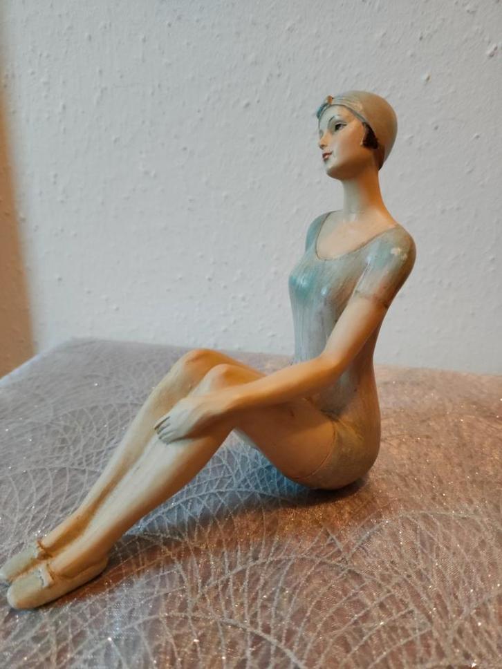 Prachtig nostalgisch beeld van dame in badpak, Antiek en Kunst, Kunst | Designobjecten, Verzenden