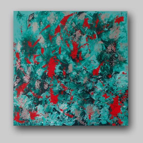 "Fantasy" in rood en groen, Antiek en Kunst, Kunst | Schilderijen | Abstract, Ophalen