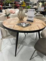 KARWEI eettafel Mateo rond visgraat teakhout, Huis en Inrichting, Tafels | Eettafels, Ophalen, 100 tot 150 cm, Rond, Nieuw