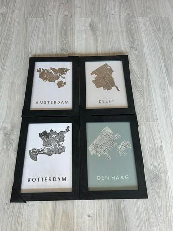 4 plattengronden Amsterdam,Rotterdam,Den Haag en Delft beschikbaar voor biedingen
