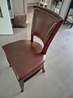 Stoeltje hout met leer bekleed, Antiek en Kunst, Ophalen
