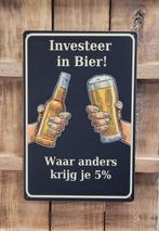 Investeer in bier reclamebord van metaal wandbord decoratie, Huis en Inrichting, Woonaccessoires | Tekstborden en Spreuken, Info@deconoord.nl