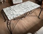 Handgemaakte smeedijzeren salontafel met marmeren blad, Huis en Inrichting, Tafels | Salontafels, Ophalen, Gebruikt, 100 tot 150 cm