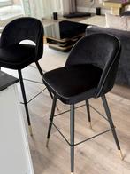 Eichholtz Cliff barstoelen – set van 2 – Roche black velvet, Huis en Inrichting, Barkrukken, Ophalen of Verzenden, Nieuw