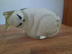 Art glass witte  kat beeldje van Murano?  14 x 7,5 cm, Ophalen of Verzenden, Zo goed als nieuw, Hond of Kat, Beeldje of Figuurtje
