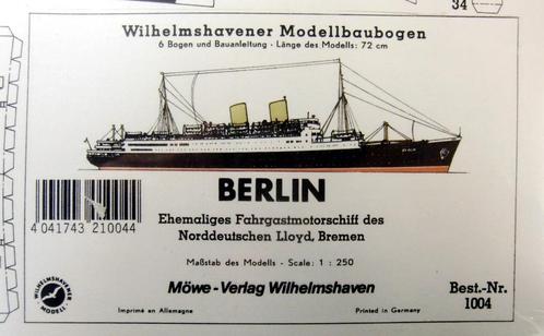 (84) Bouwplaat passagiersschip Berlin 1/250, Hobby en Vrije tijd, Modelbouw | Boten en Schepen, Zo goed als nieuw, 1:200 of kleiner
