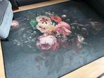 Mooi Vloerkleed met Bloemenprint, Ophalen, Gebruikt, 100 tot 150 cm, Zwart
