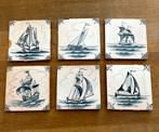 6x Antieke tegels “Tall Ships & zeilboten” | Delfts Blauw |, Antiek en Kunst, Ophalen of Verzenden