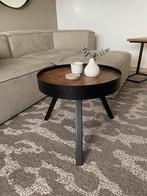 Salontafel Zwart met Houten Blad, Huis en Inrichting, Tafels | Salontafels, Ophalen, 50 tot 100 cm, Rond, Zo goed als nieuw