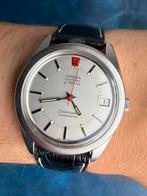 Vintage Omega Seamaster Chronometer Electronic F300Hz 1970, Leer, Staal, Polshorloge, Ophalen of Verzenden