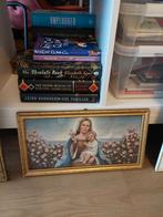 Oud maria schilderij met Jezus en roze rozen in gouden lijst, Antiek en Kunst, Kunst | Schilderijen | Klassiek, Ophalen