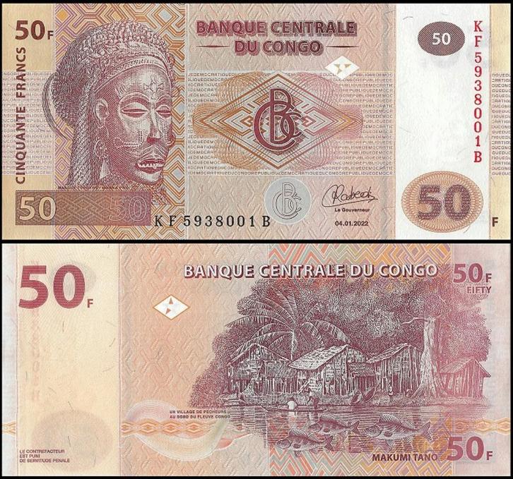 Congo 2020/2022, 4 nieuwe opvolgende bankbiljetten (UNC), Postzegels en Munten, Bankbiljetten | Afrika, Setje, Overige landen